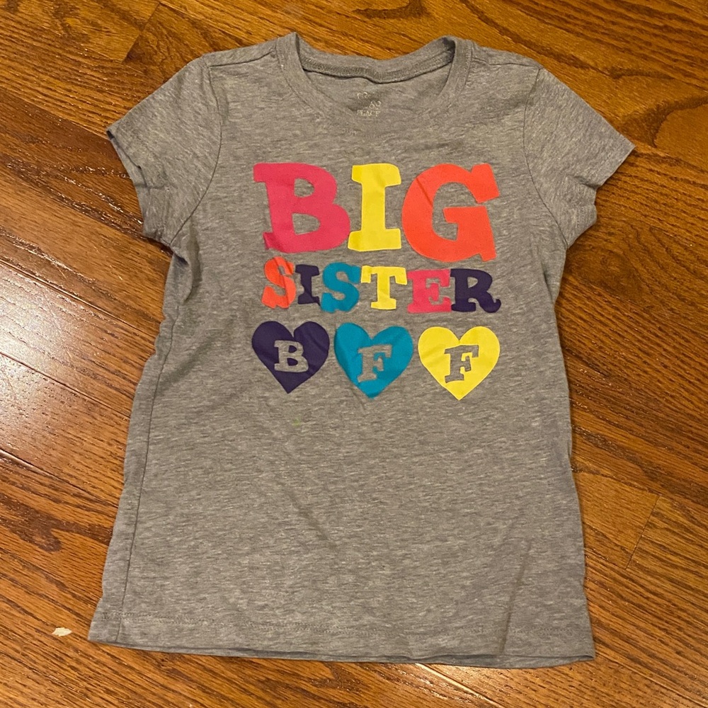 1989 Place Gray Big Sister Tee with Colorful Hearts